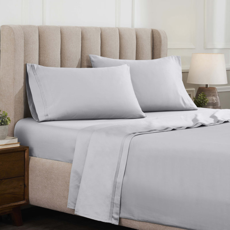 Certified Egyptian Cotton Deep Pocket Solid Luxury 1500 Thread Count Sheet Set, Ensemble de draps pour très grand lit