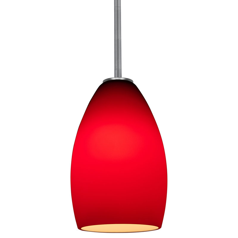 Luminaire suspendu à 1 lumière Carballo, Acier brossé, Opale