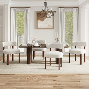 Upholstered Solid Wood Dining Chair Side Chair (Set of 4)