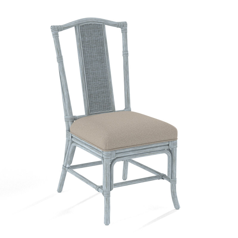 Drury Lane Slat Back Side Dining Chair, Beige Performance Fabric; 0851-73, Sea Glass