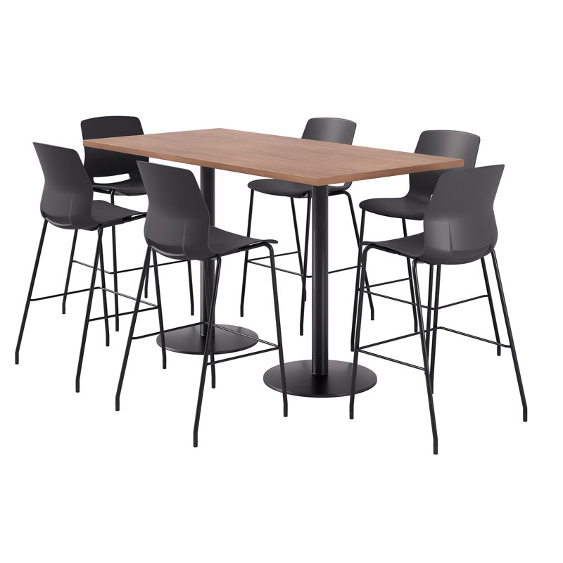 Ensemble repas pour 6 personnes à hauteur de bar, Cerise, Noir