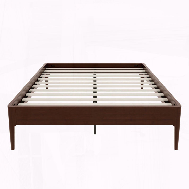 Base de lit plateforme 15 po en bambou massif avec support en métal, Double, Chocolat
