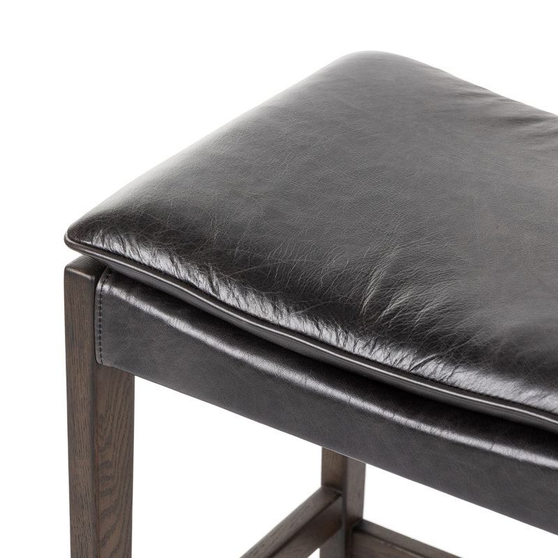 Aya Stool, Bar Stool (30.71" Seat Height), Genuine Leather Sonoma Black