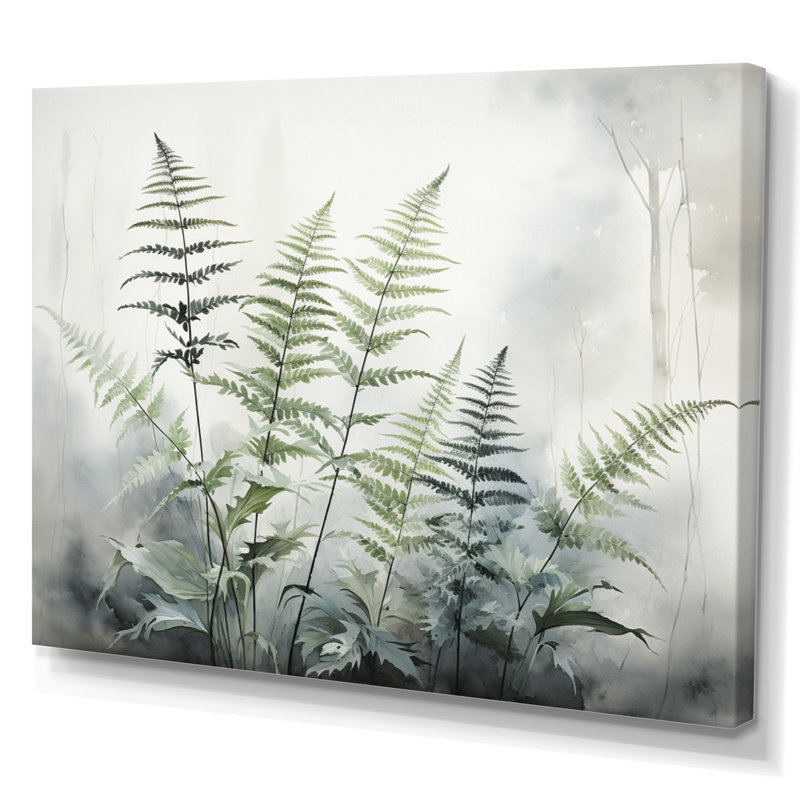 Ferns Silver Whispers II - fougères, impressions sur toile, H 24 po x l 32 po x P 1 po, Toile tendue