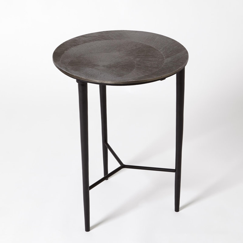 Circle Etched Accent Table, Black