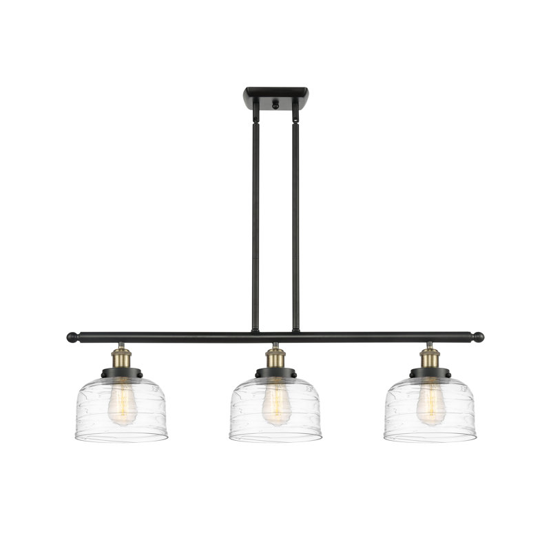 Luminaire suspendu linéaire à 3 lumières pour îlot de cuisine Hada, DEL, Laiton antique noir