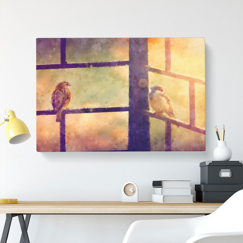 Two Sparrow Birds - Wrapped Canvas, 35cm H x 50cm W x 3cm D