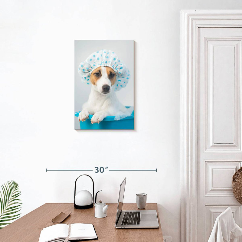 Ketti Terrier In Blue Bath, 24" H x 16" W