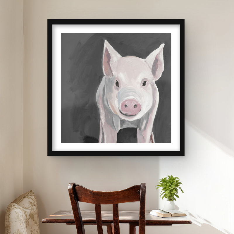 Petit porcelet - reproduction encadrée d'animaux de ferme, Noir