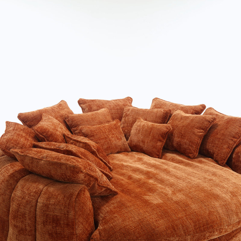 Fauteuil à billes surdimensionné en chenille, Chenille orange
