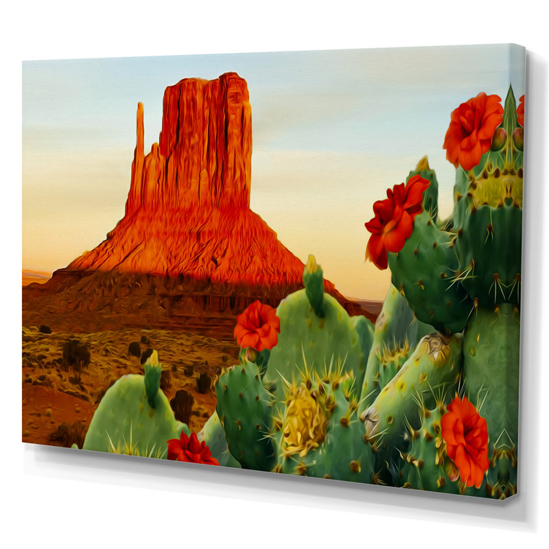 «Blooming Cactus In Texas», reproduction sur toile, H 8 po x l 12 po x P 1 po, Toile tendue