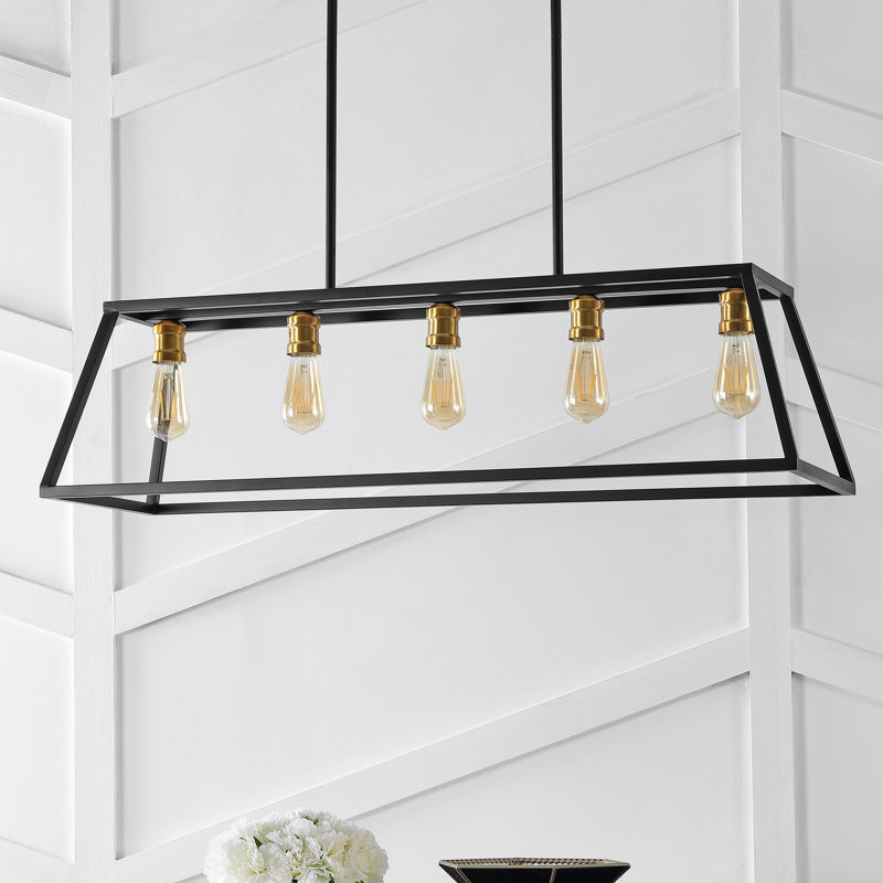 Luminaire suspendu pour îlot de cuisine à 5 lumières Gearld, Noir