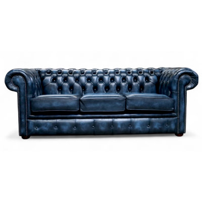 Chesterfield 3 Seater Sofa + 2 X Queen Anne Chairs Leather Sofa Suite Offer