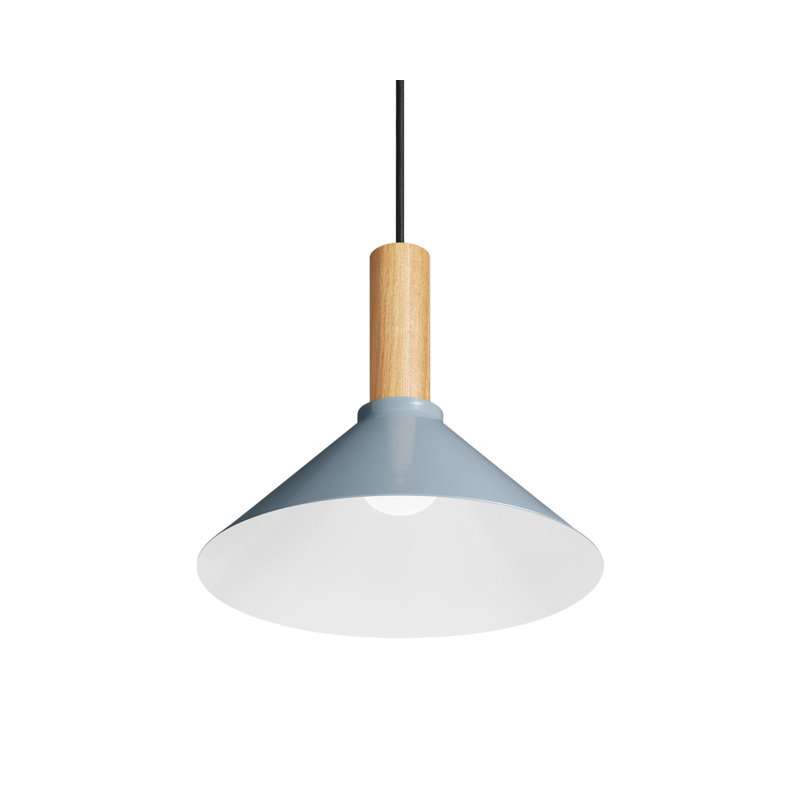Luminaire suspendu Emblem, H 12 po x l 14 po x P 14 po, Chêne blanc, Bleu gris