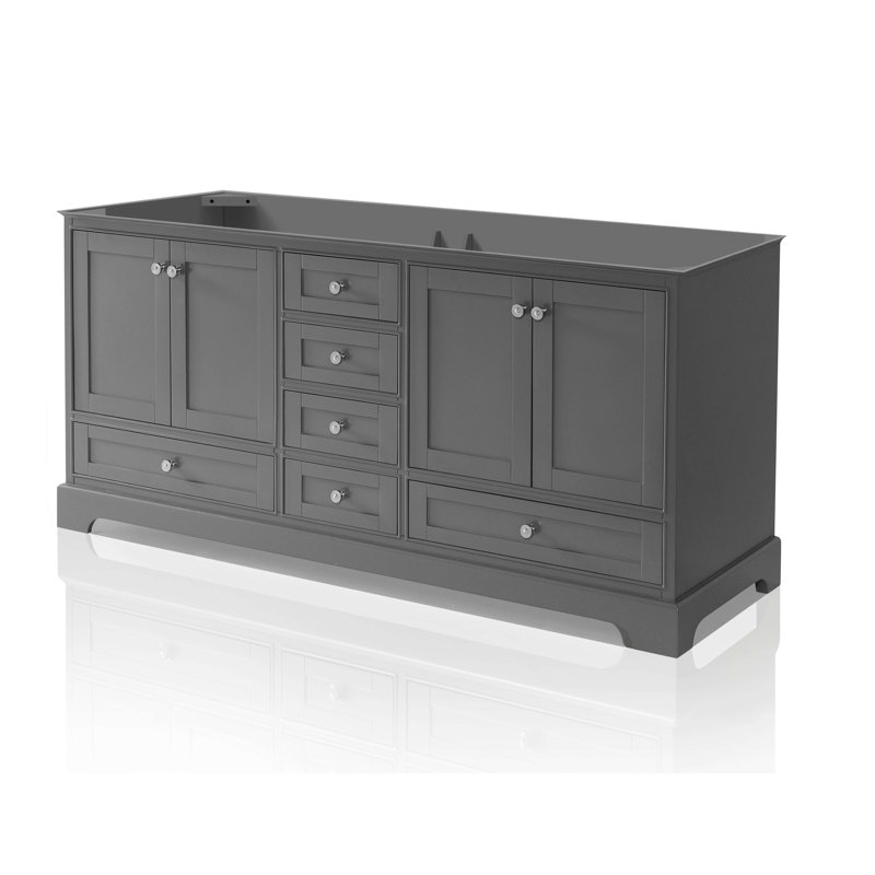 Ensemble de meuble-lavabo double 72 po Audrey, Carrare blanc, Nickel, Gris saphir