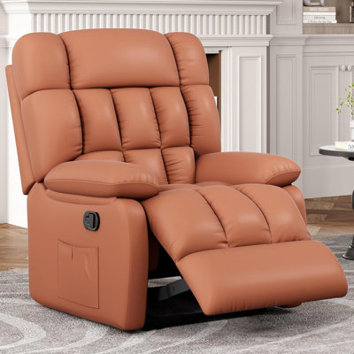 Recliner Chair For Living Room, PU Leather Upholstered Rocker Recliner With Adjustable Backrest (110°-160°), Ergonomic Design With Footrest And Side Pocket, Sturdy Metal Frame For Adults