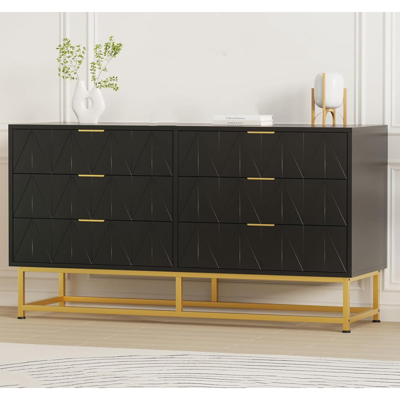 119.4 cm W Chest of 6 Drawers, Black