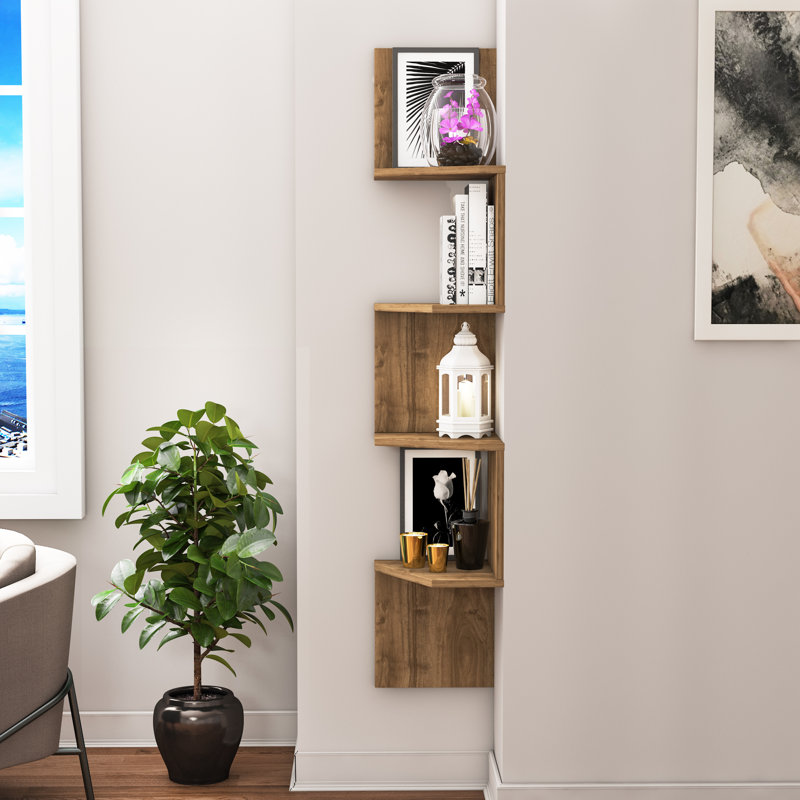 Aaronn 4 Tier Floating Shelf, Walnut