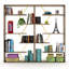 Bibliothèque industrielle en bois - 6 tablettes noyer / jaune pour espaces de bureau-126060775