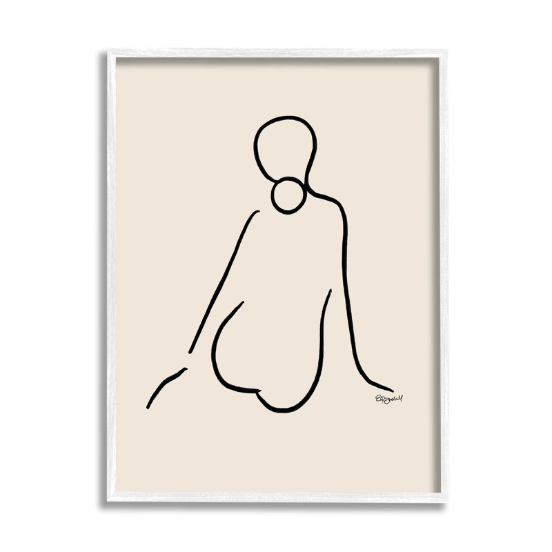 «Doodle», femme assise sur un dessin au trait, art mural texturé giclée par Elizabeth Tyndall_aq-494