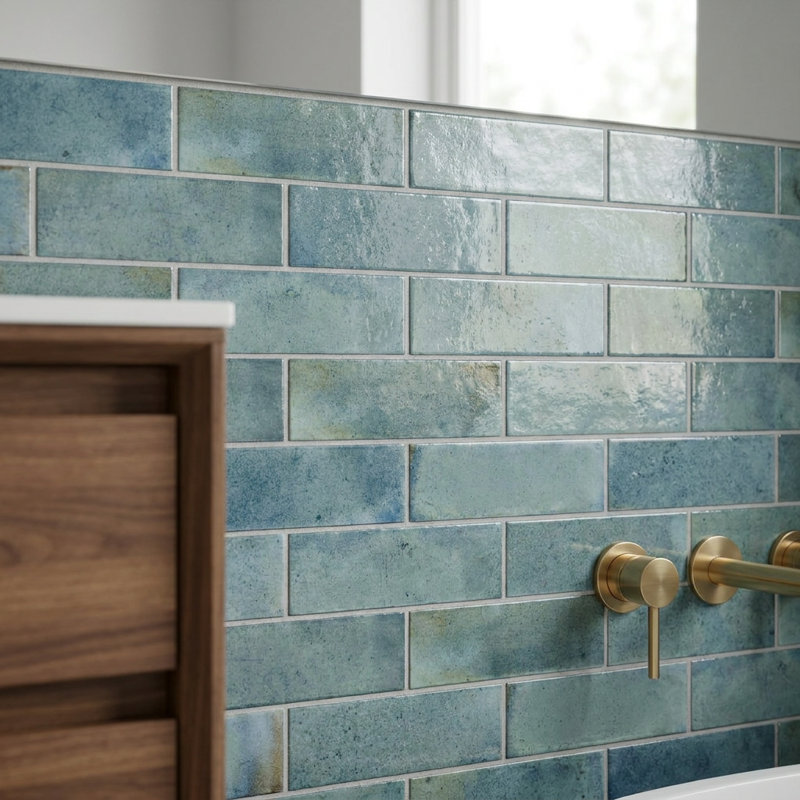 Carrelage mural en porcelaine Calypso, Turquoise