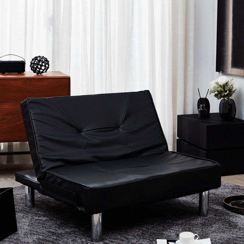 Margel 41.86'' Faux Leather Convertible Sofa