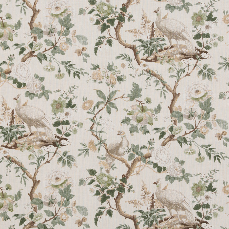 Ashmore Broughton Rose Linen Fabric, Green