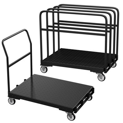 Panel Cart with Wheels, 1500 LBS Heavy-Duty Lumber Dolly, Flat Platform Cart for Moving, Factory, Warehouse and Home Use