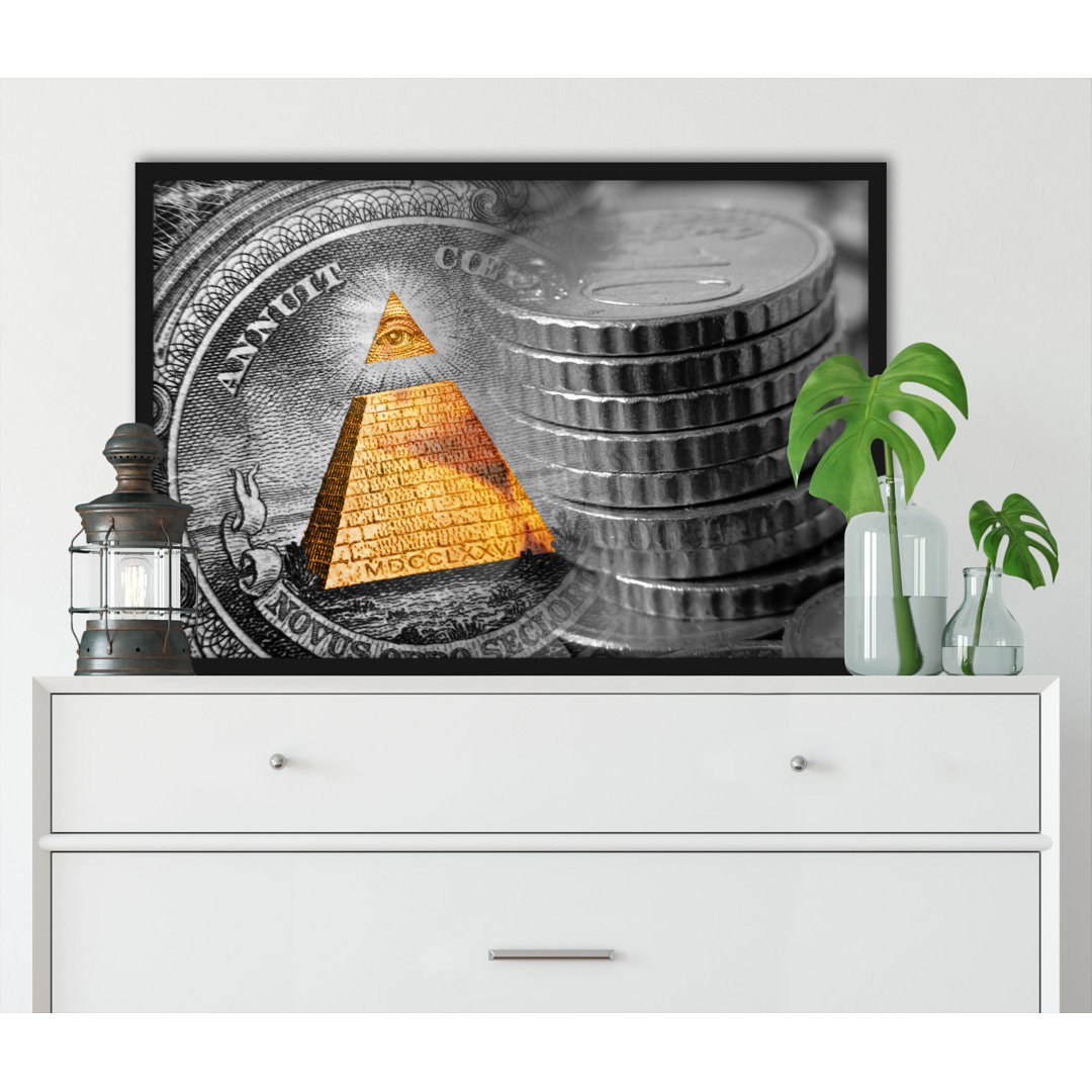 Gerahmter Grafikdruck "Illuminati Pyramid Dollar"