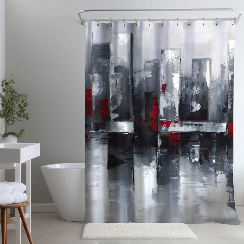 Shower Curtain CI16 – Polyester Shower Curtain, Dye Sublimation Print, 71" W × 74" L