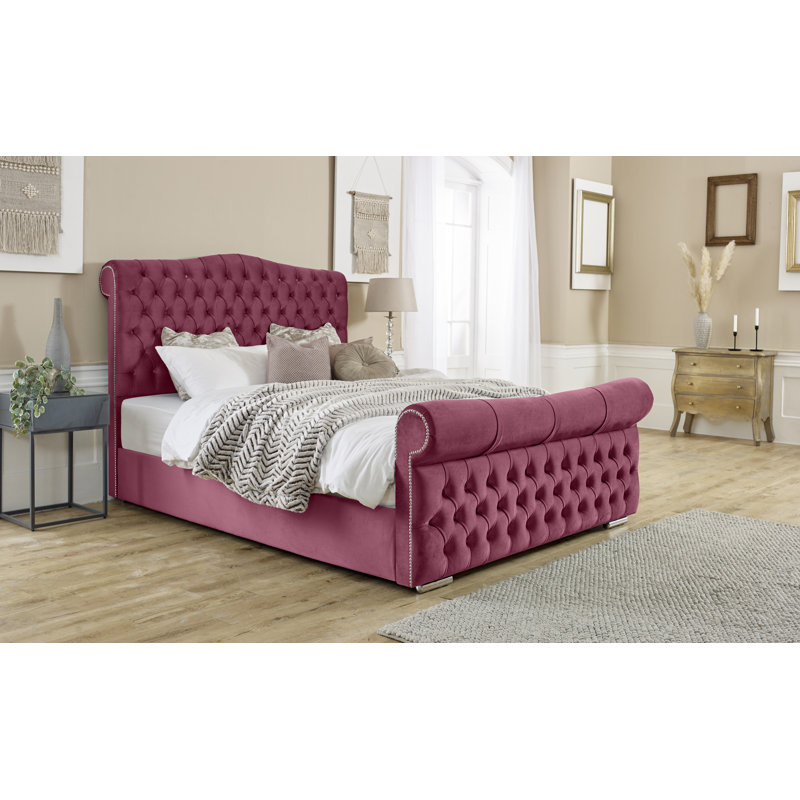 Keana Upholstered Bed, Single (3'), Maroon