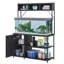 Support d'aquarium 55-75 gallons avec lumière RVB et prises de courant, ébène noir