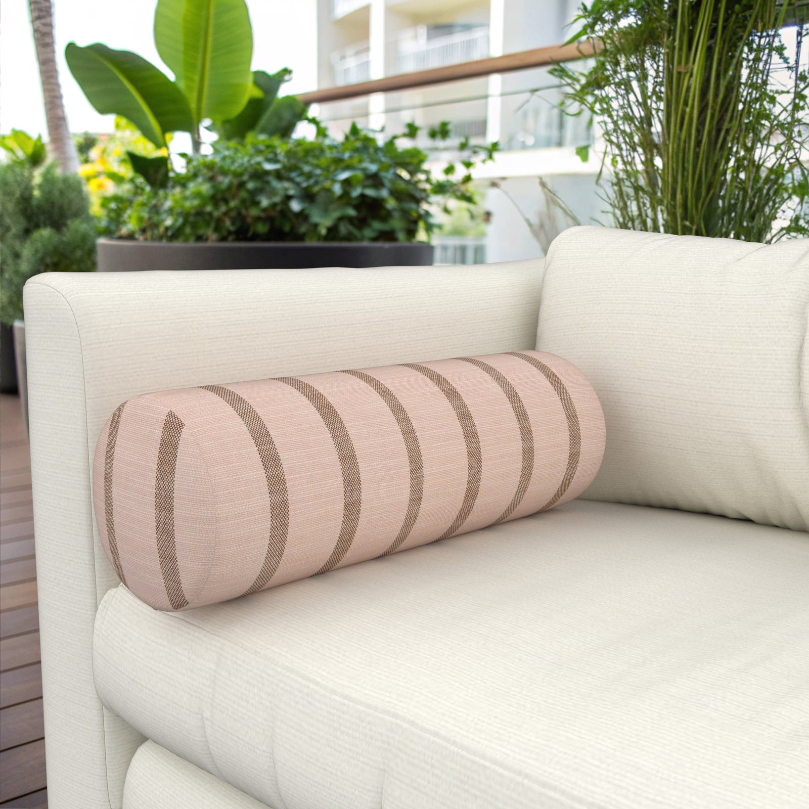 Lani Outdoor/Indoor Bolster Pillow, Unwind Cameo