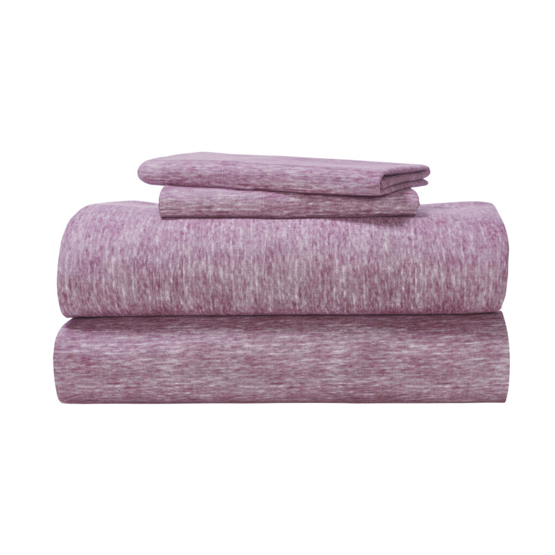 Ensemble de draps en flanelle de coton deux tons Superior, Ensemble de draps pour très grand lit avec 2 taie, Fig Plum