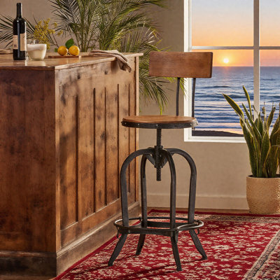 Oswalt Swivel Adjustable Height Counter Stool with Metal Frame