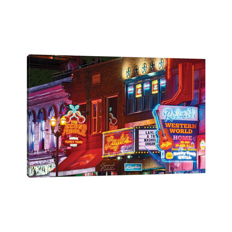 Nashville Neon Nights by Susanne Kremer - Wrapped Canvas Gallery-Wrapped Canvas Giclée, 30.48 cm H x 45.72 cm W