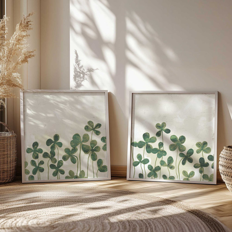 «Lucky Leaf Parade», ensemble de 2 impressions, 30 po x 30 po, Impression encadrée, Blanc opaque