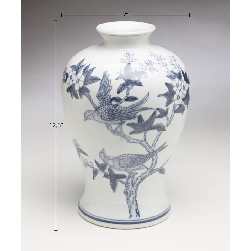 Vase de table oiseau et floral Ferretti