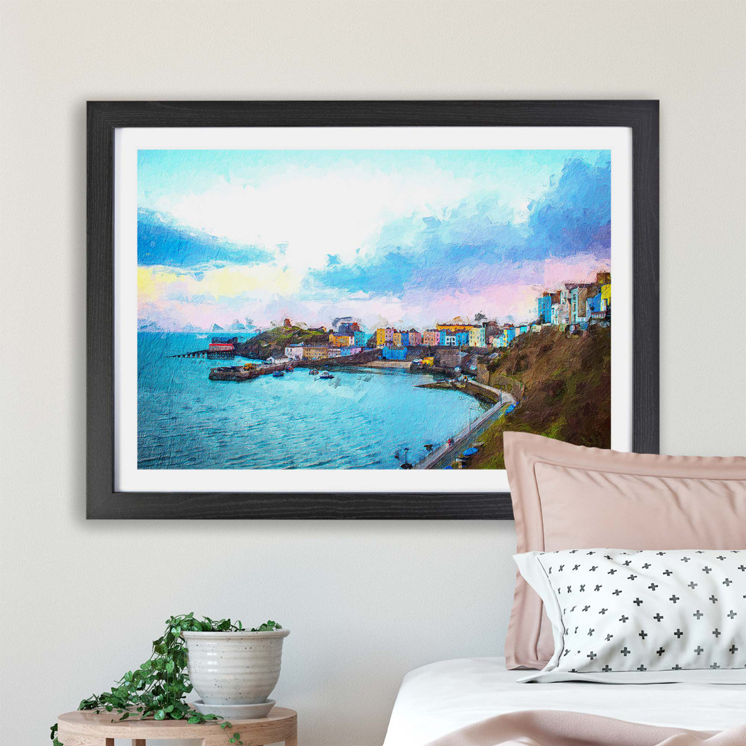 Tenby Harbour in Pembrokeshire Wales - Framed Print