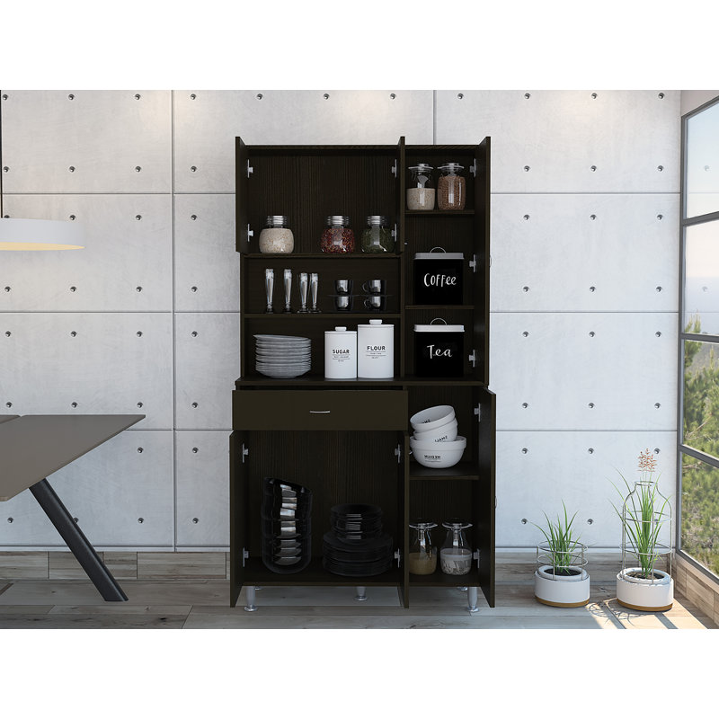 Garde-manger 67 po avec cinq tablettes de rangement, Noir