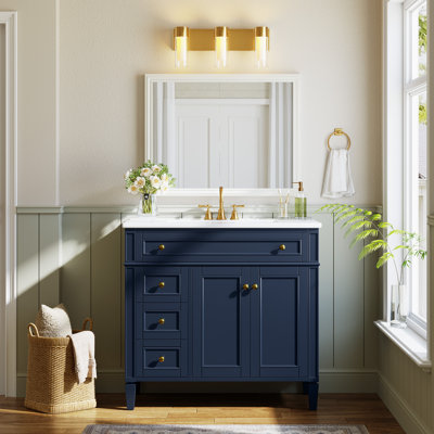 Solid Wood Bathroom Vanity And Tri-color Led Light Set
