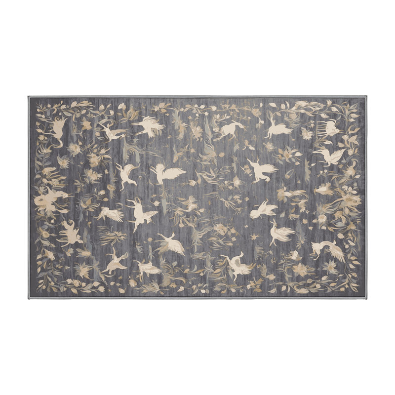 Tapis gris lavable à la machine, Rectangle 2 pi x 3 pi