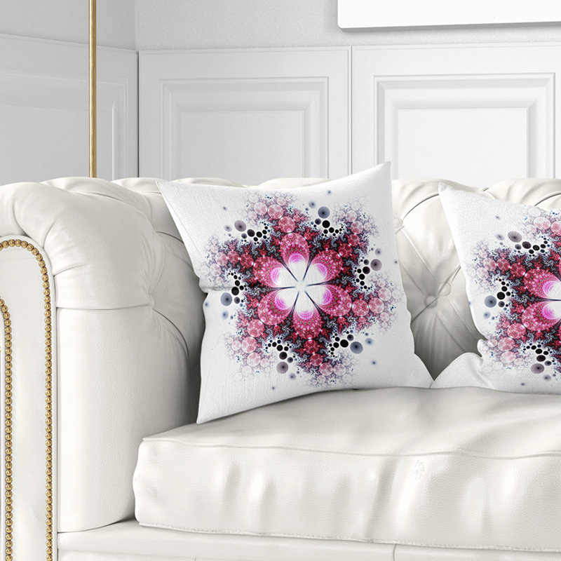 Motif de fleur violette fractale - coussin imprimé abstrait, 18 po x 18 po, Coussin décoratif