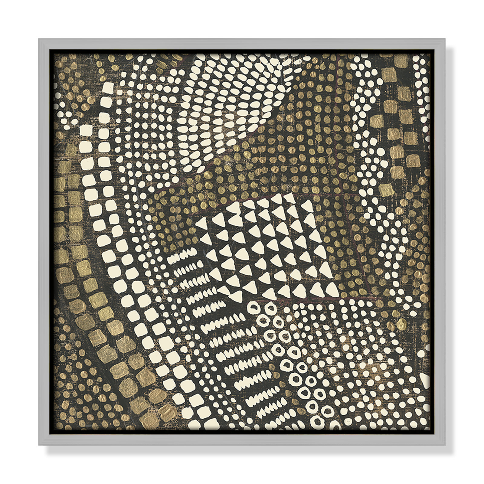 Bergen "Reaching Gold III" Painting, 13.5" H x 13.5" W x 2" D, Silver Framed