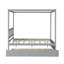 Lit à baldaquin pleine grandeur avec lit gigogne simple, cadre de lit plateforme en bois pour enfants avec tête de lit, aucun sommier nécessaire de couleur grise