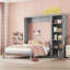 Lit escamotable double pleine grandeur avec tablettes