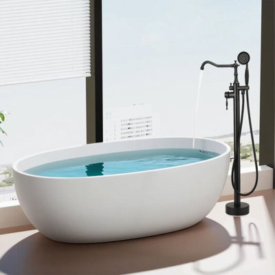 Oil Rubbed Standing Bathtub Faucet Freestanding Tub Filler High Pressure Single Handle Bathtub Filler Floor Mounted