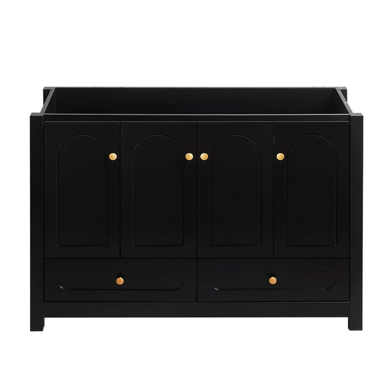 Meuble-lavabo de 48 pouces avec un grand espace de rangement - une armoire avec 4 portes coulissantes et 2 tiroirs (excluant le lavabo en céramique)