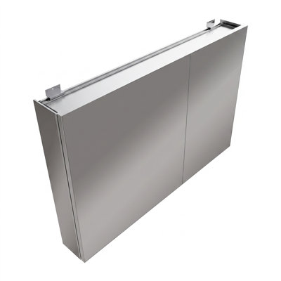 36" x 24" Rectangular Aluminum Framed 2-Door Mirrored Medicine Cabinet, Recessed & Surface Mount, Detachable Side Mirror, Adjustable Soft-Close Hinges, Adjustable Shelf Height