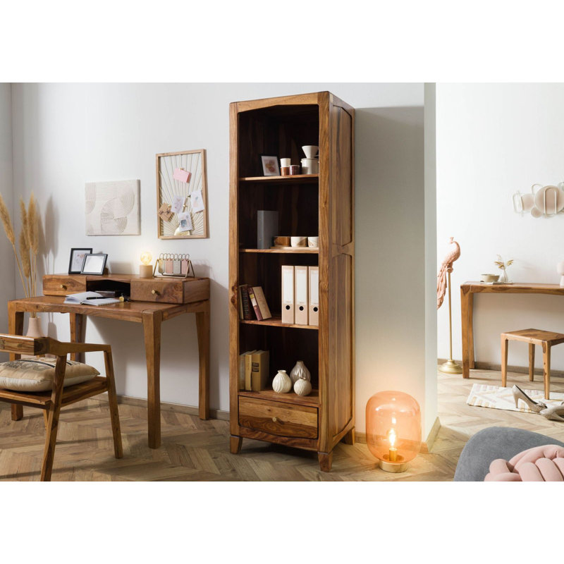 Ancona 60cm W Solid Wood Shelving Unit, Brown lacquered